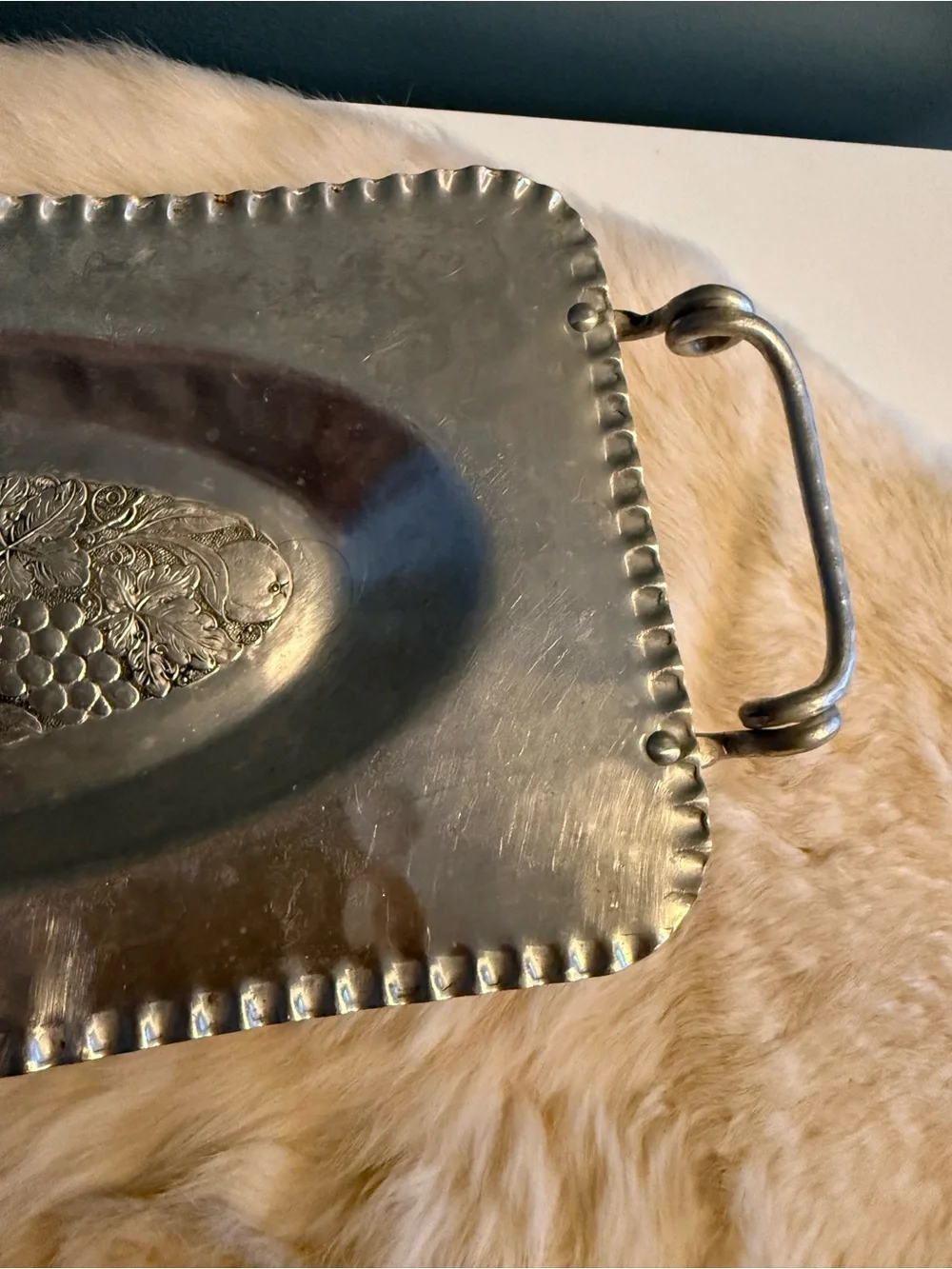 Vintage Cromwell 1950’s Hand Wrought Forged Serving Tray Platter With Handles